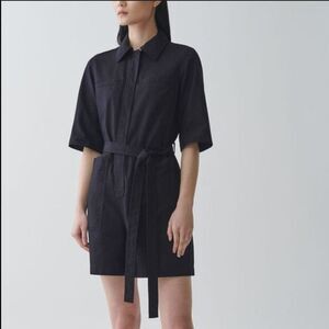 COS Cotton Twill Denim Romper Black